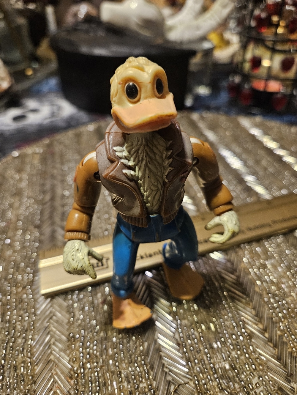 Vintage Duck Action Figure - Brown Jacket, Blue Pants, Orange Beak, Tmnt. Fair.